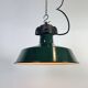 Industrial French Dark Green Enamel Factory Pendant Lamp, 1960s