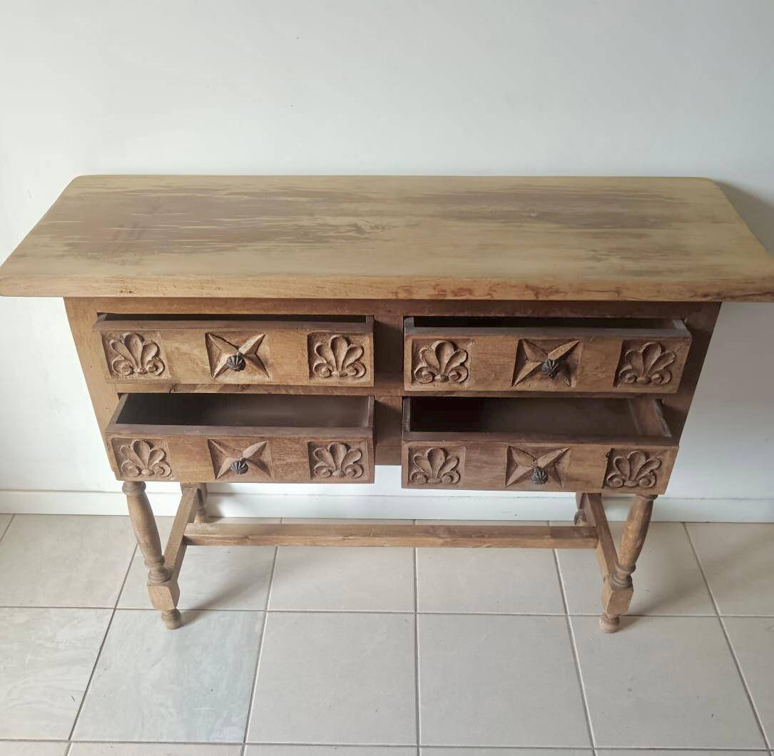 Antique Spanish hand-carved console table