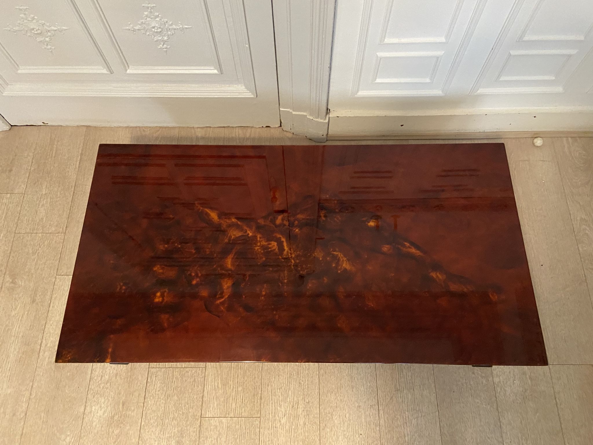 Coffee table, red and gold lacquer, 1970s