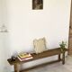 Authentic farmhouse bench in solid oak, entirely made of raw wood.