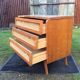 Vintage oak-plated chest of drawers and rattan with compass base as it is.
