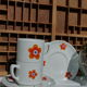 2 mugs and saucers in porcelain Colombia Vintage 1970s