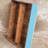 Tiroir caisse en bois bleu ciel avec jaune