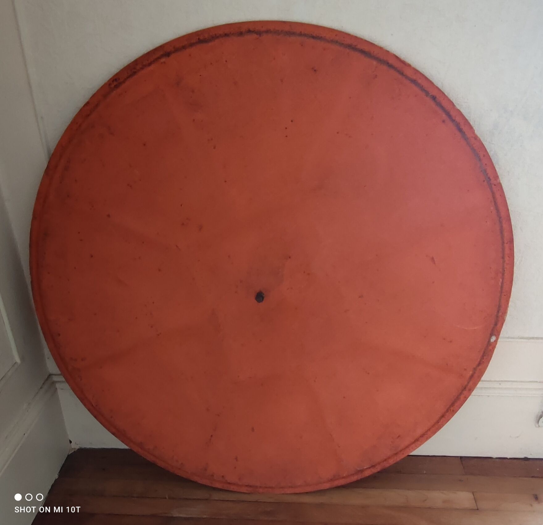 Convex vintage orange mirror