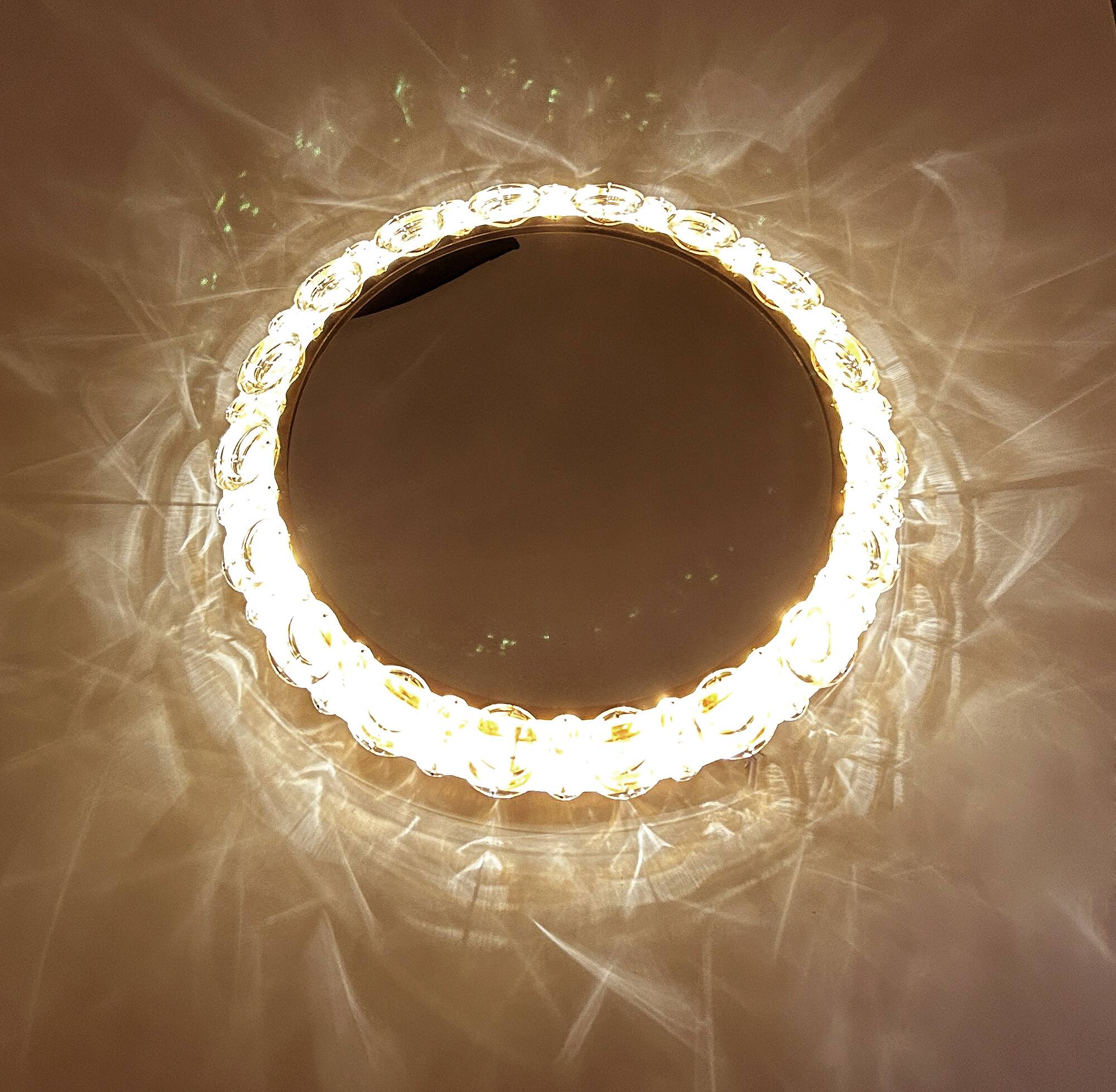 Large Vintage Luxury Crystal Brass Witch Mirror