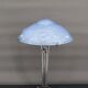 Lampe en fer forgé et abat-jour en verre bleu aux clématites, France, Art Déco, circa 1920