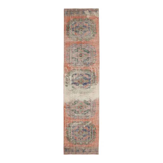 1970s Turkish Hand-Knotted Runner Rug 82x338
