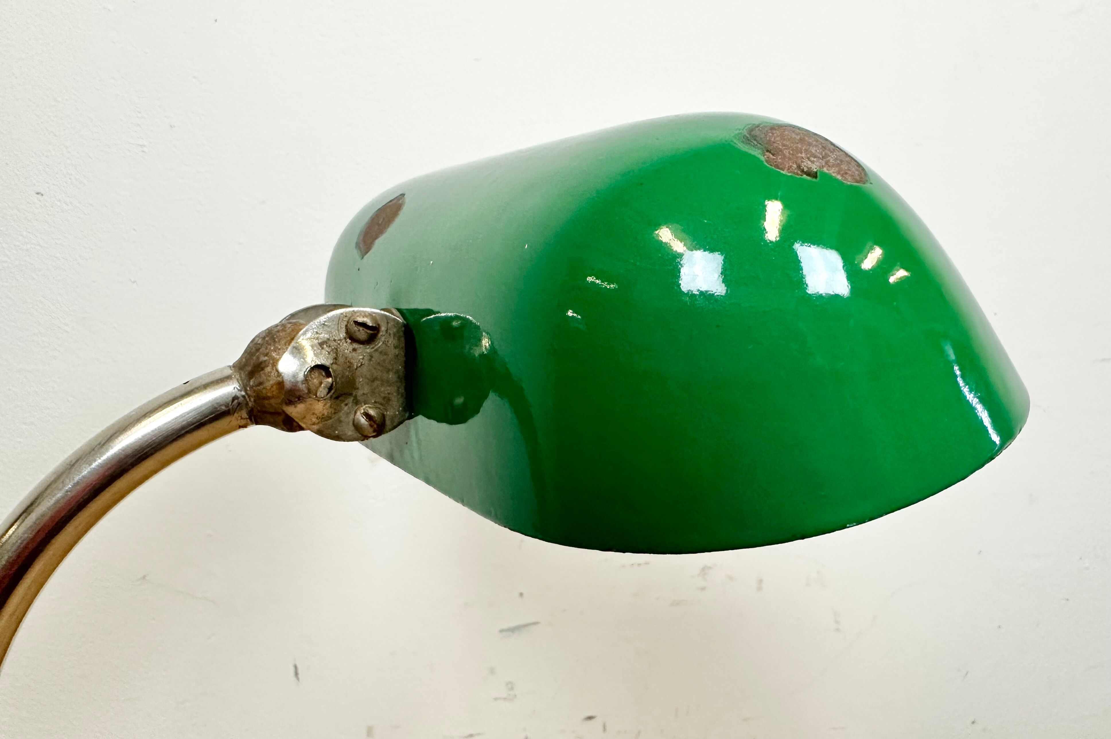 Vintage Green Enamel Bank Lamp, 1950s