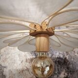 24 petal flower suspension in rattan and white linen