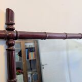 Vintage mirror with a bamboo effect in burgundy, chic exotic style - 79 x 64 cm