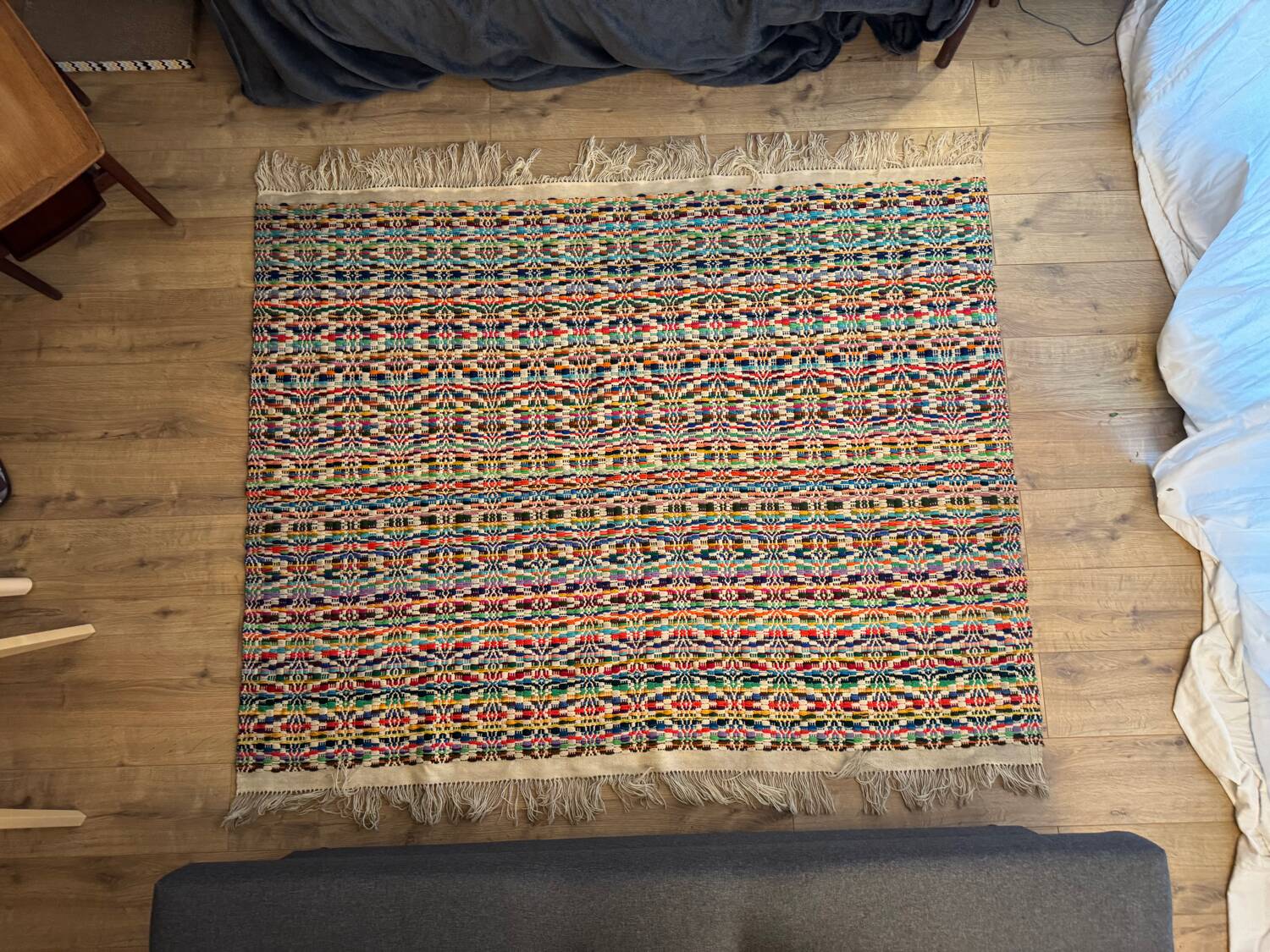 Multicoloured vintage wool rug 150x187 cm, 1970s