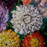 Still life 'Gladioli and Dahlias' Oil on canvas 36x33 signed J.D Vincent