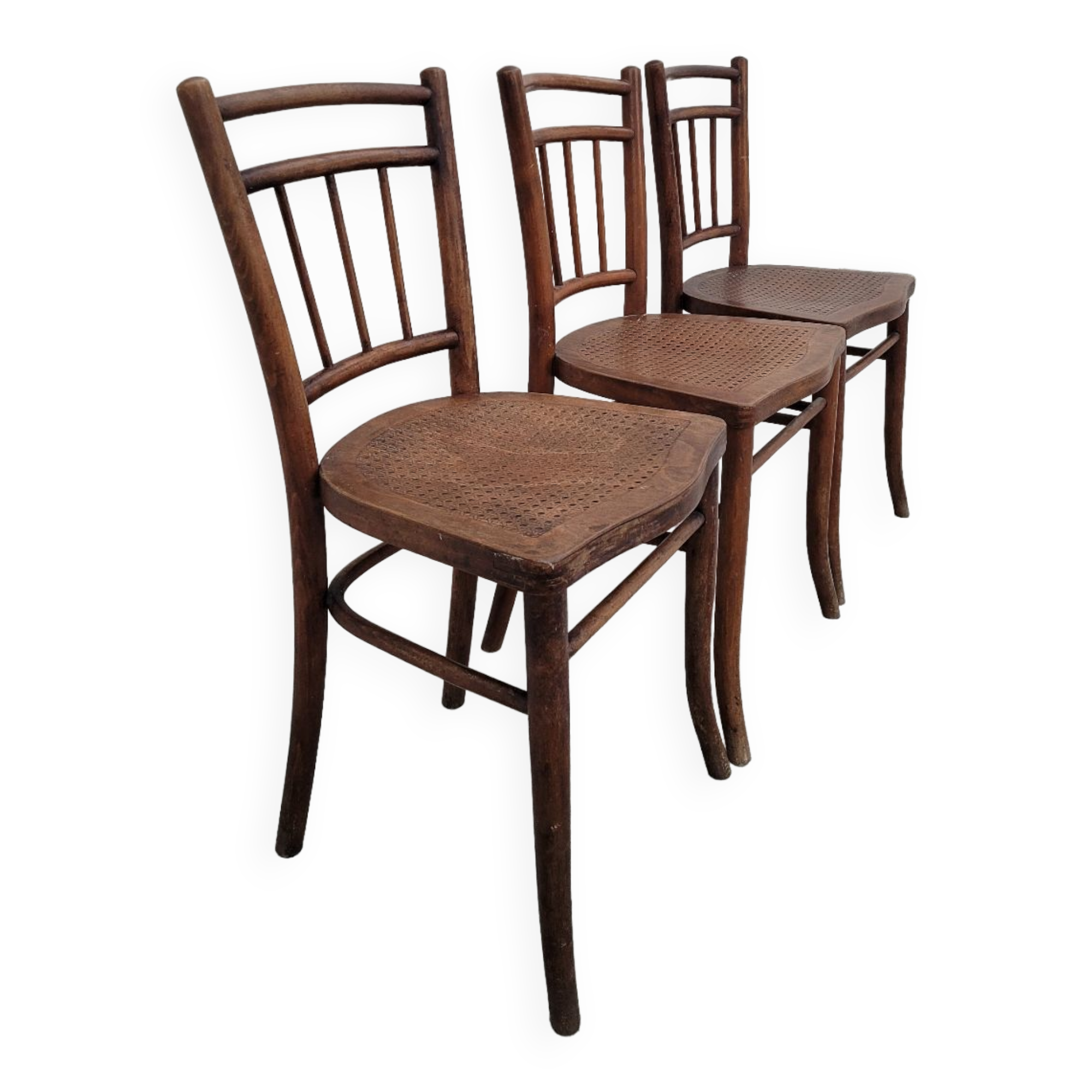 Set of 3 old Thonet bistro chairs