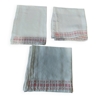 Series of three linen thread table runners from the early 20th century