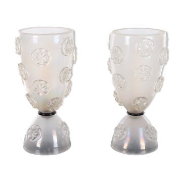 Design set of blown Murano glass table lamps by Barovier & Toso, 1950s