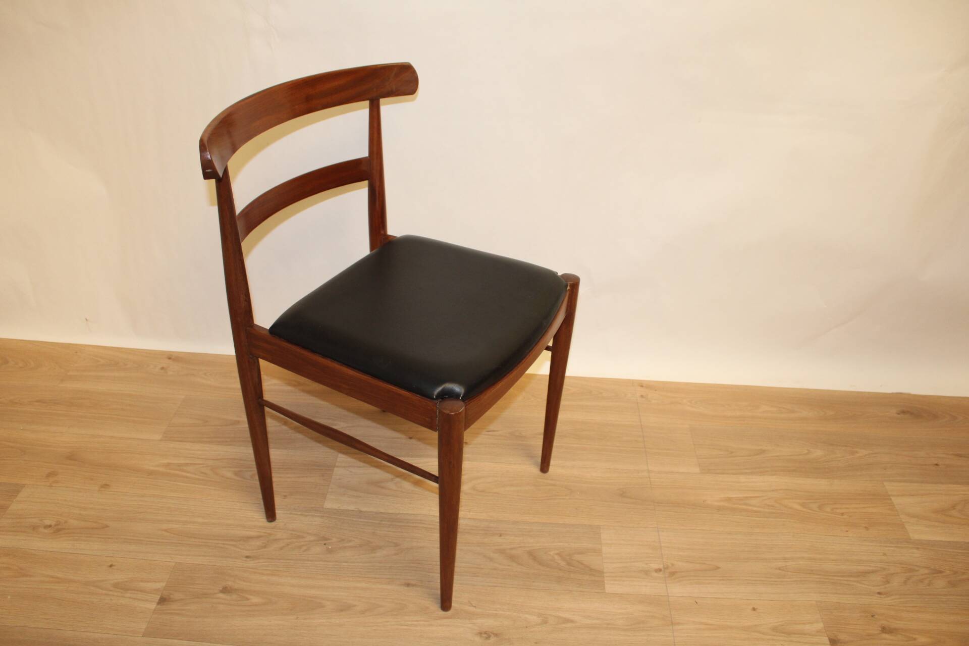 Vintage teak and faux leather office chair 1960 Denmark