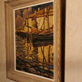 Painting of Boats on the Mooring signed L. MARTIN