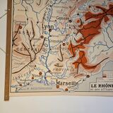 School map of ancient geography 1960 map of France the Garonne le Rhône