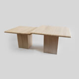 Set of Two vintage travertine side tables