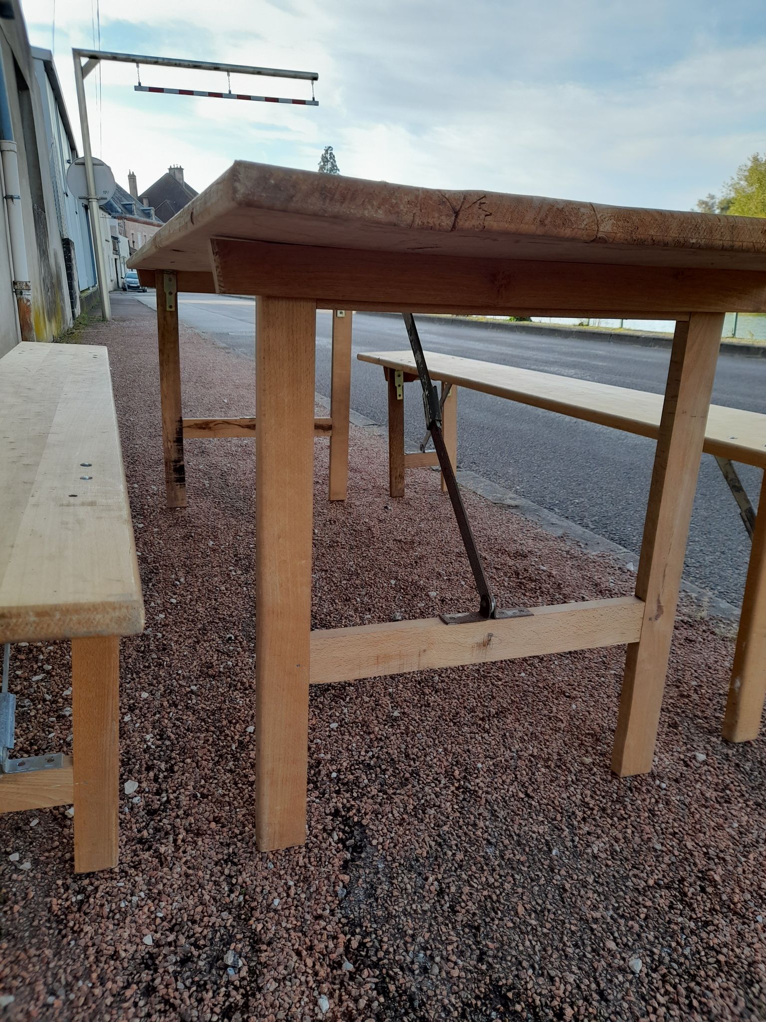 Table and folding benches of bistro guinguette -2m20
