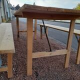 Table and folding benches of bistro guinguette -2m20