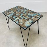 Ceramic side table 50s, pin legs, blue