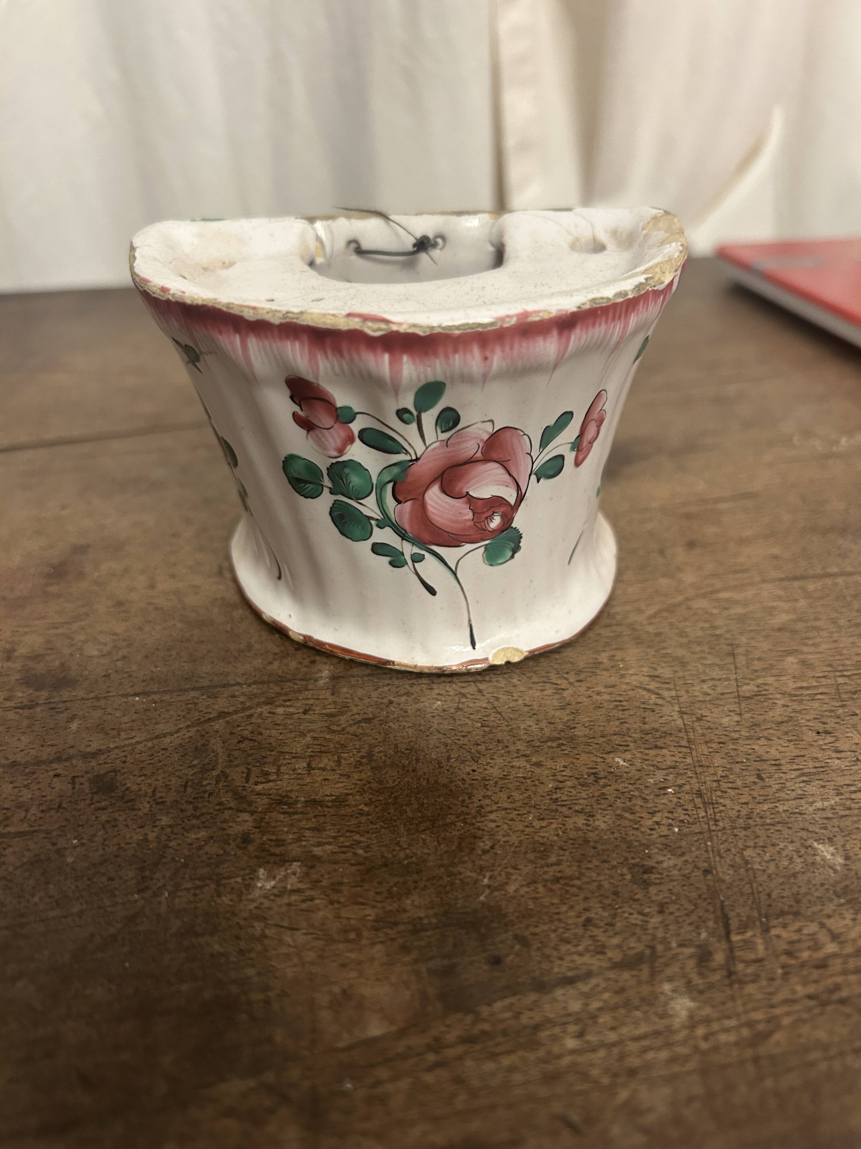 Wall vase in Islettes earthenware, 18th century