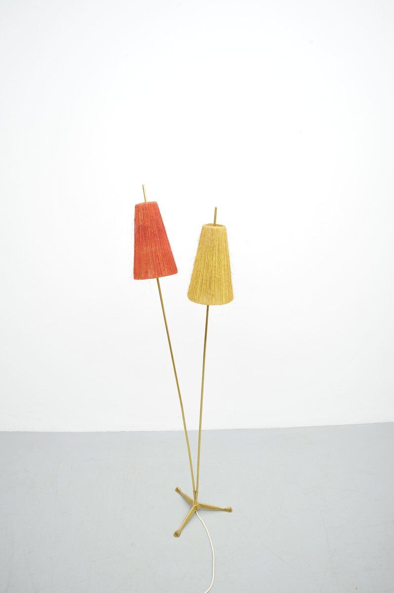 Floor lamp with brass base, 1950s