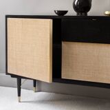 Black mirror enfilade in natural fiber