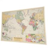 Large planisphere world map 105 by 74cm