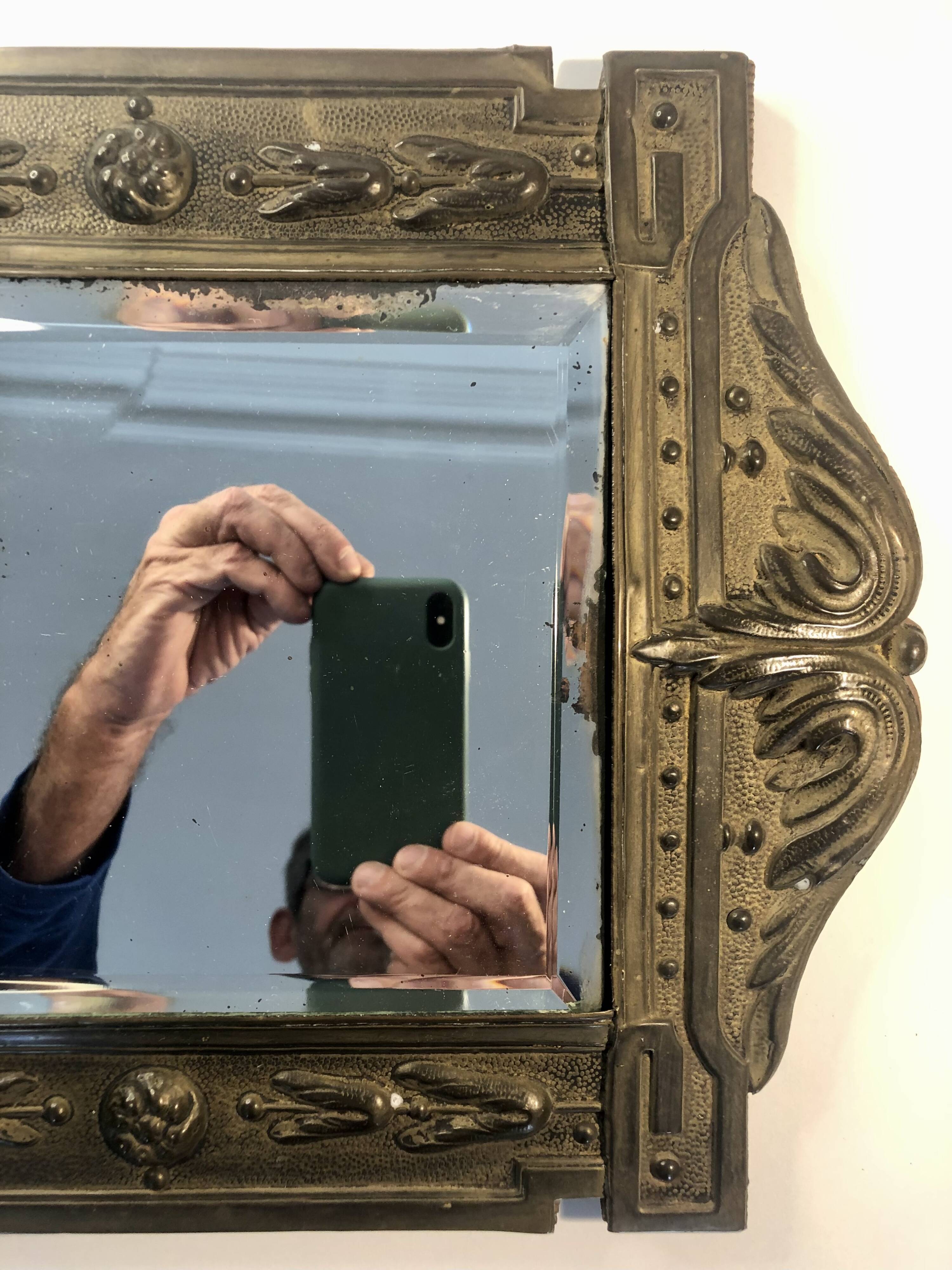 19th Century Repoussé Copper Mirror