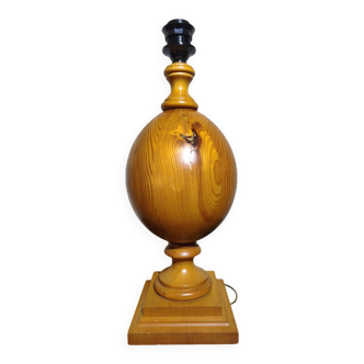 Vintage turned pine table lamp - Maison Verdière - 1970s/80s