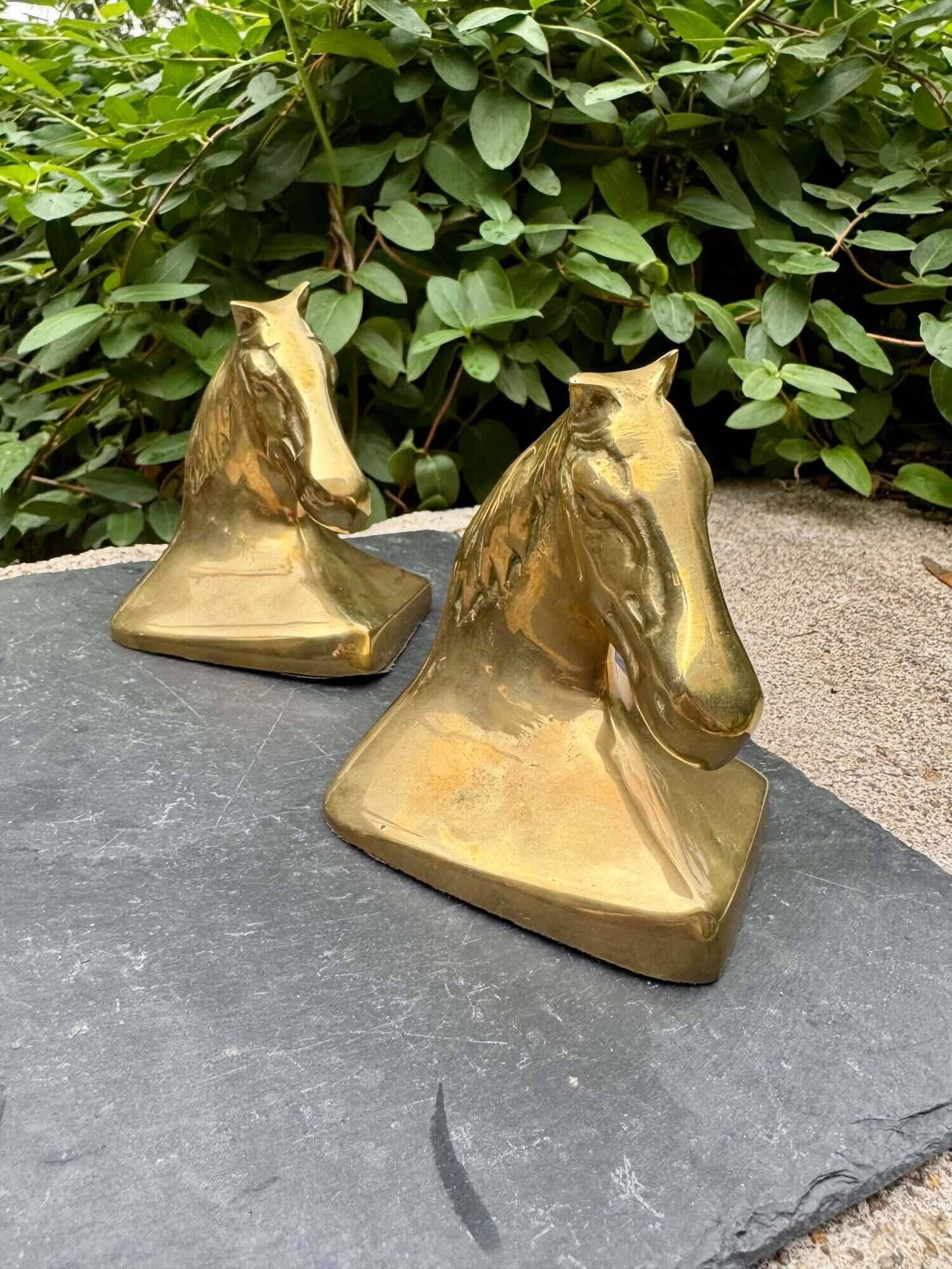 Pair of brass bookends horse Art Deco