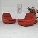 Paire de fauteuils rouge Atlantis Space Age République Tchèque 1970