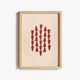Abstract painting on paper, dark red illustration signed Eawy.