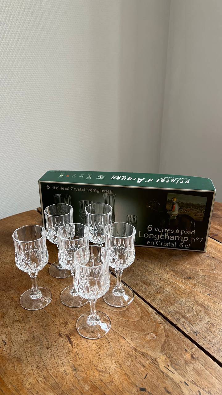 Cristal d’Arques Longchamp – Set de 6 verres à pied n 7 – Vintage 24% PbO