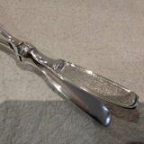 Silver-plated asparagus tongs with guilloche decoration and goldsmith Christofle