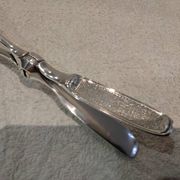 Silver-plated asparagus tongs with guilloche decoration and goldsmith Christofle