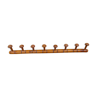 Bamboo-style wooden coat holder 8 patères, 1940
