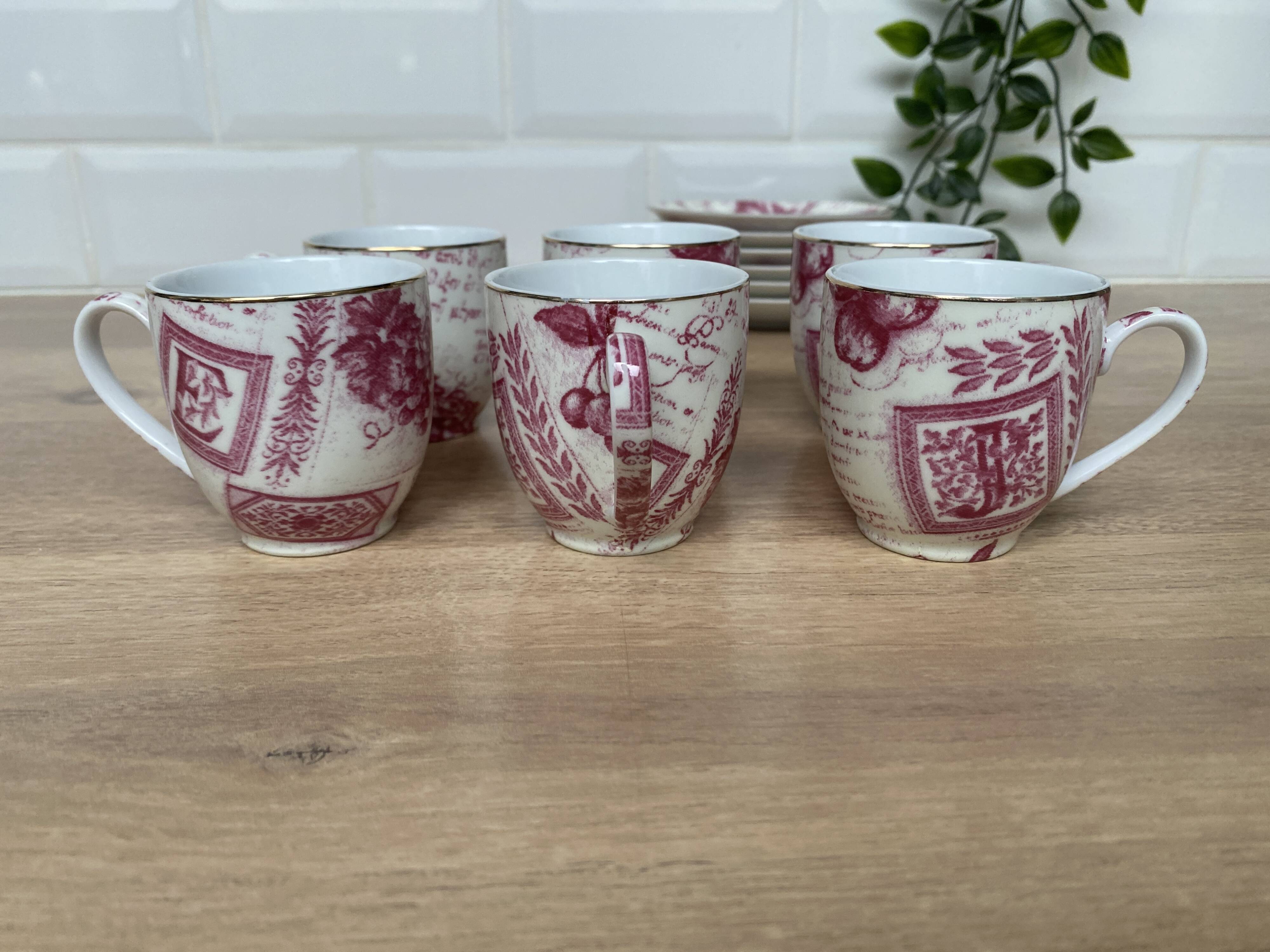Set of 6 Country Corner coffee cups