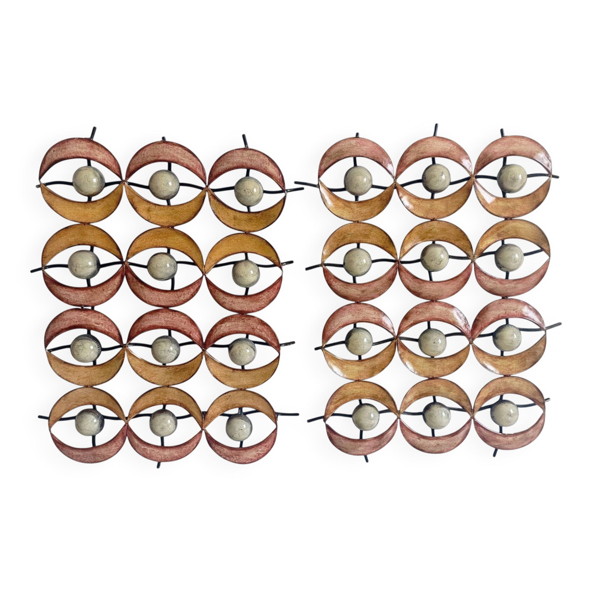 Spanish Brutalist Wall Sculptures in Painted Iron, circa 1970