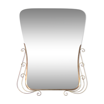 Mid-century Modern brass wall mirror. Italy 1950s