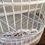 White painted rattan bird cage