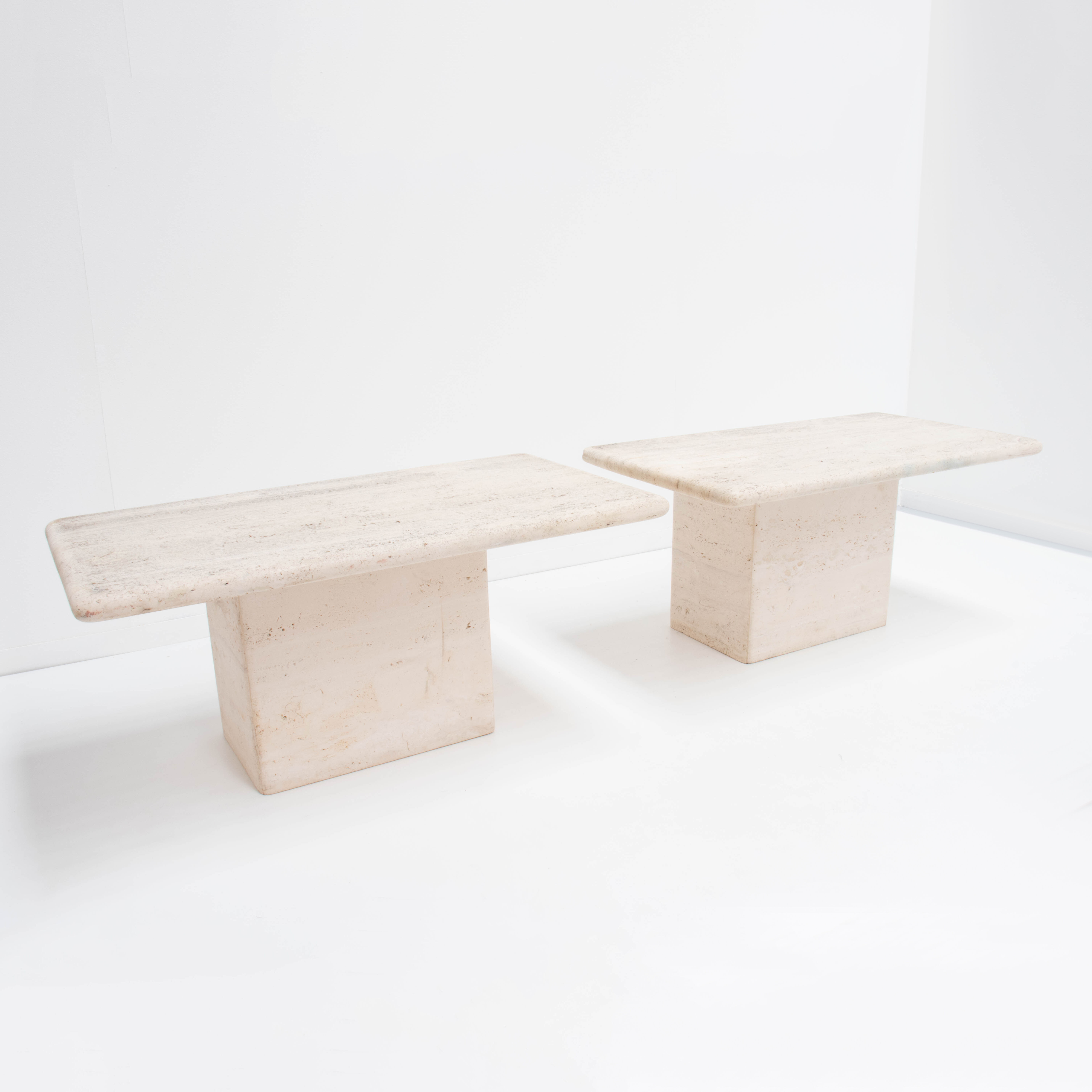 Travertine bedside tables