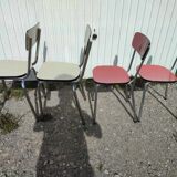 4 chaises formica rouge et jaune clair vintage