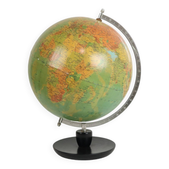 Vintage Globe Oak Basic Political Globe Hermann Haack 1970s