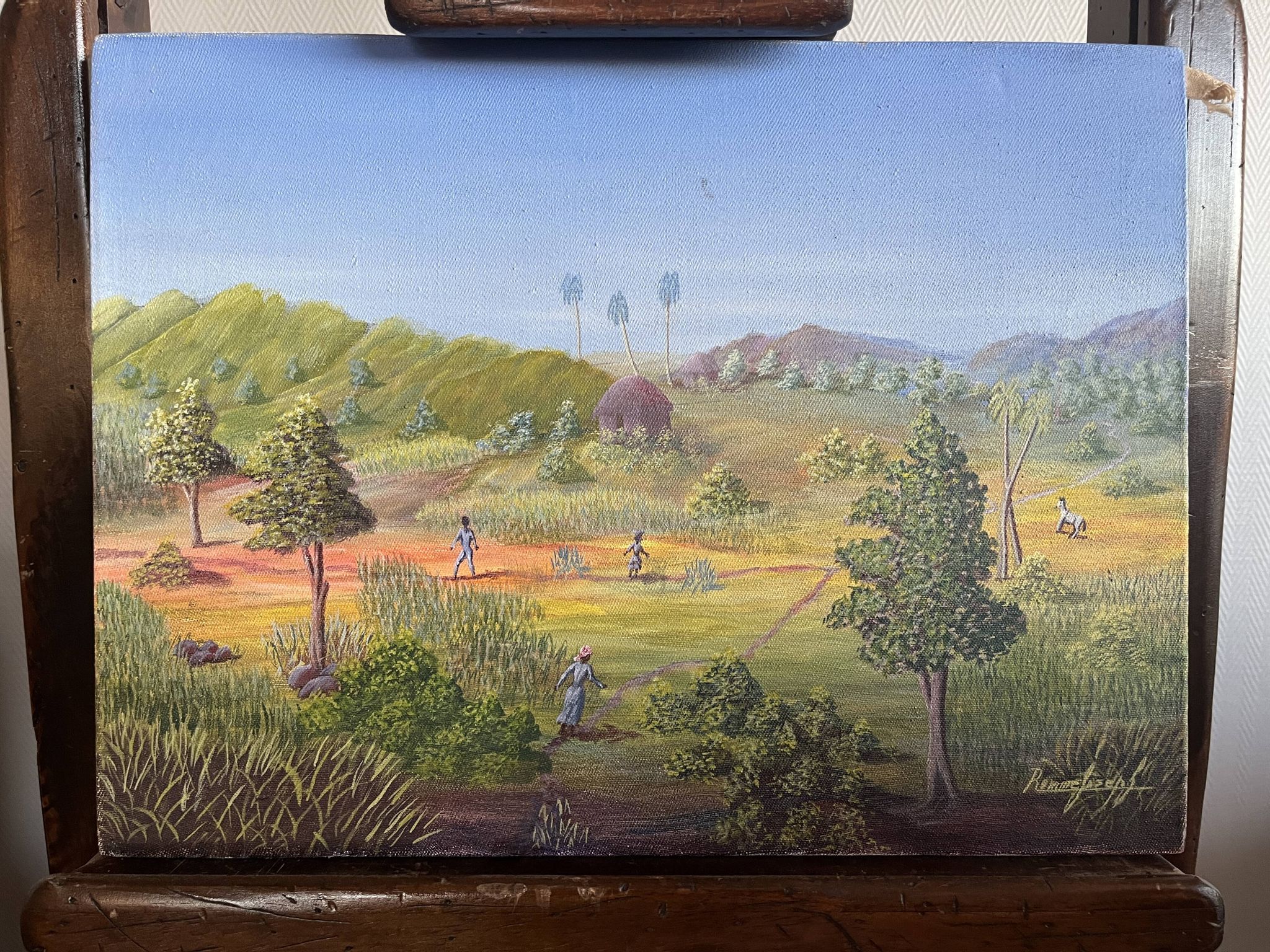 ROMME Joseph, animated naive landscape HST Haiti 20th century