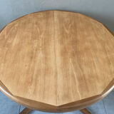 Table scandinave ronde vintage à pied central étoile extensible, éditée par baumann