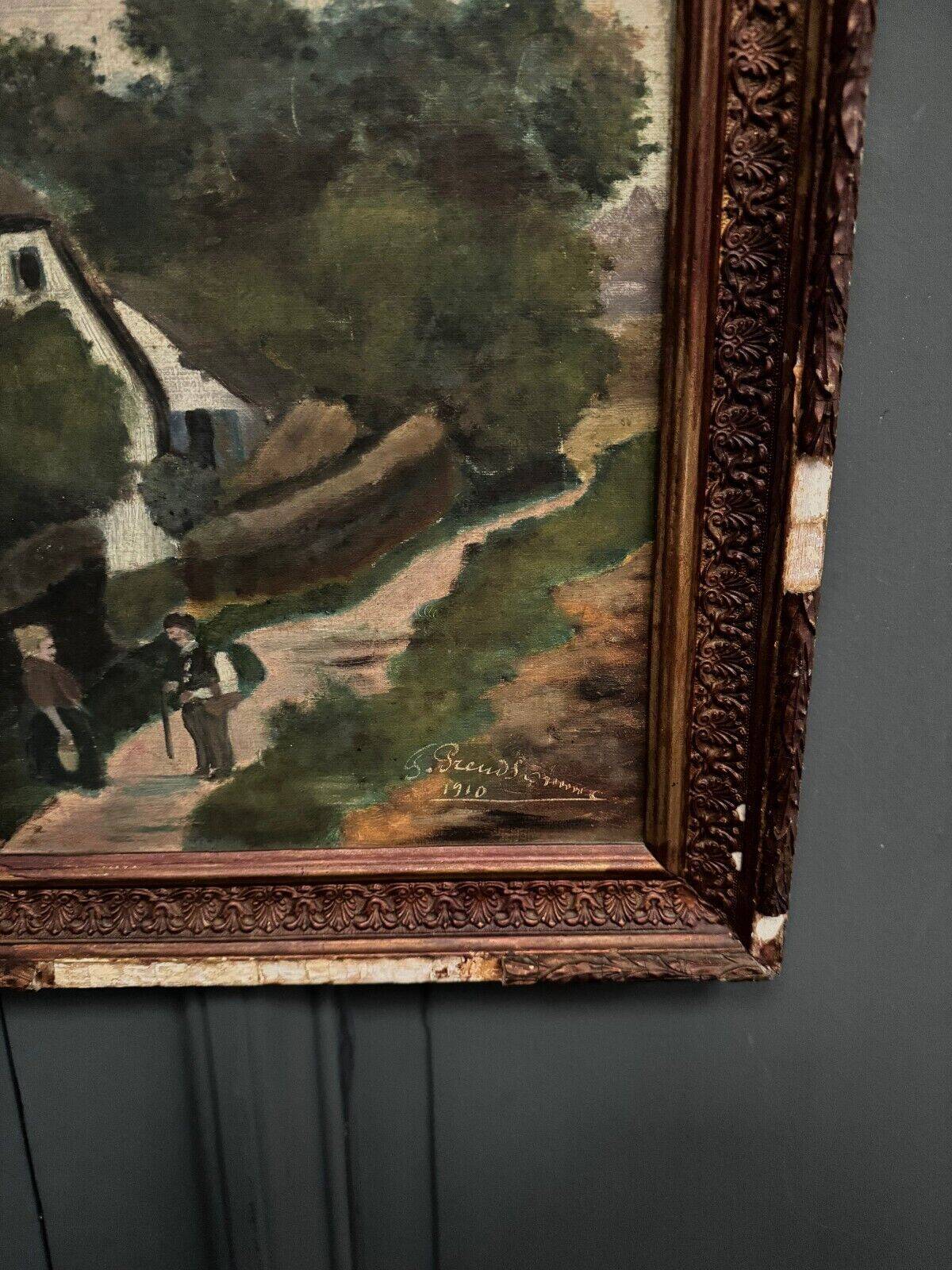 Oil on canvas early 20th century by Fernande Prudhomme 1910 landscape of North Denain