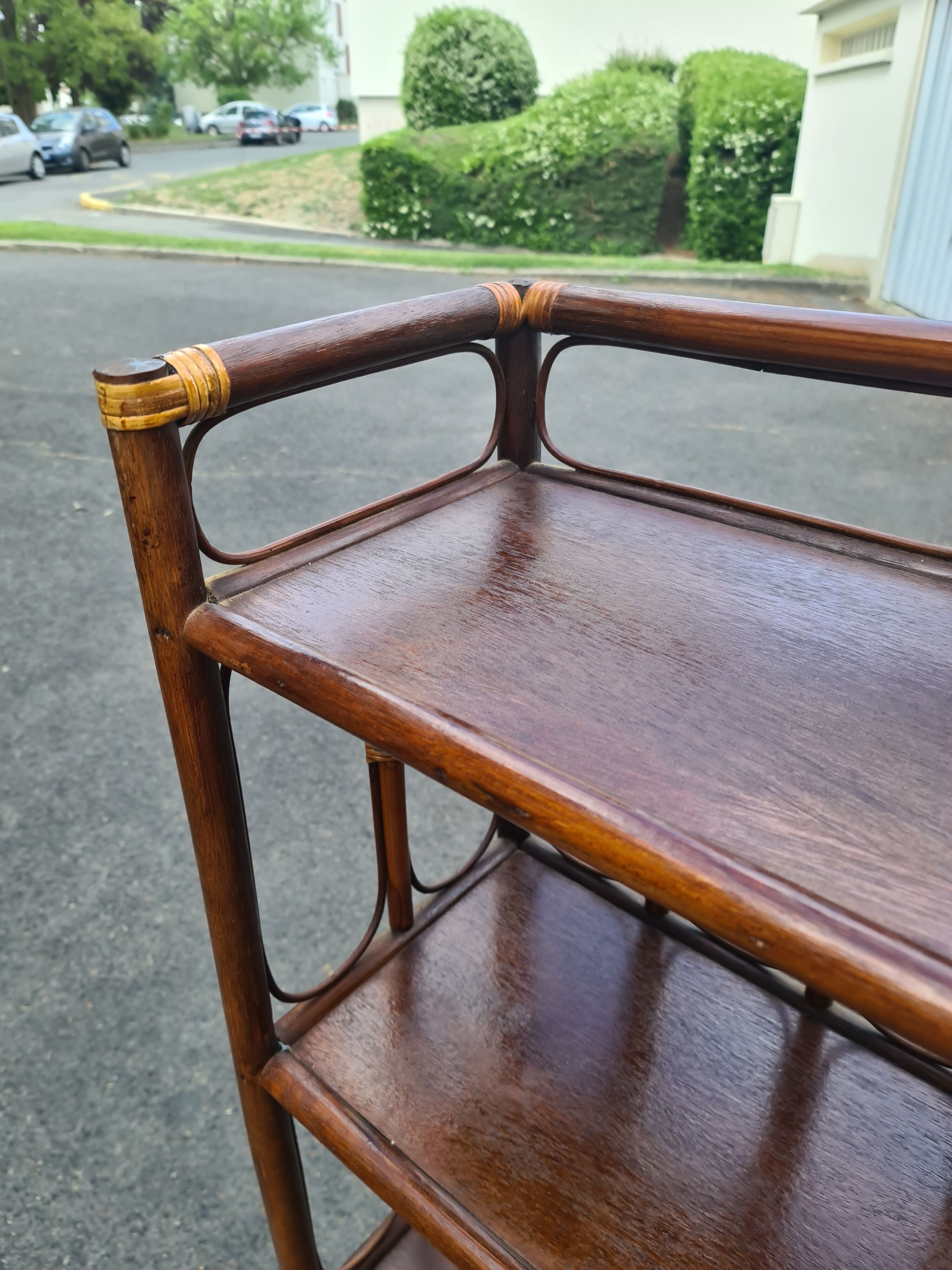 Vintage bamboo rattan shelf